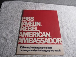 Vintage 1968 AMC American Motors Sales Brochure Javelin, Rebel, America 38 pages - £11.90 GBP