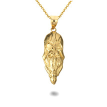 10K Solid Gold Viking Odin Head Norse Pendant Necklace - Yellow, Rose, White - £135.81 GBP+