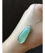 Natural Icy Fruit GreenJadeite Necklace 18K Solid White + Yellow Gold &amp; ... - $285.00