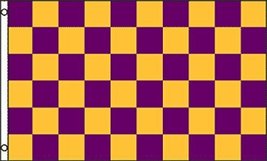 Purple &amp; Gold Checkered Flag 3x5ft Poly by FlagsImp - £3.92 GBP