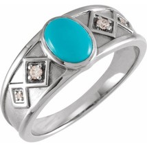 Sterling Silver Turquoise and Diamond Ring - £273.36 GBP+