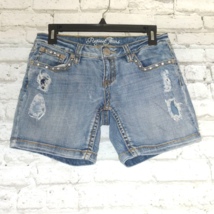 Request Jeans Shorts Womens 29 Distressed Bling Cross Pockets Rhinestone Denim - £17.27 GBP