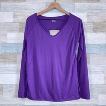 Jockey Cut Out Crossover Back Activewear Top Purple Thumbholes Womens Me... - $16.82