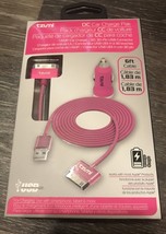 Pink 6ft Apple cable 30 Pin DC Car Charger Pak Tzumi - iPod USB Connecto... - $6.76