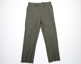 Vintage 30s 40s Mens 34x30 Distressed Wool Cuffed Pants Trousers Green Plaid USA - £116.77 GBP