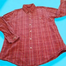 Orvis Men&#39;s Long Sleeve Casual Button-Down Shirt Cotton Orange Plaid L -... - $19.75