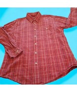Orvis Men&#39;s Long Sleeve Casual Button-Down Shirt Cotton Orange Plaid L -... - $19.75