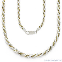 Heavy Rope &amp; Box Link .925 Sterling Silver 14k Gold-Plated Twist-Chain Necklace - £88.28 GBP+