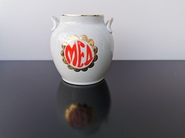 Vintage Soviet USSR Porcelain Honey Pot Keg with Handles and Lid Hand Pa... - $46.39