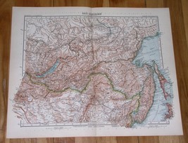 1908 Original Antique Map Of Mongolia Eastern Russia China Baikal Sakhalin - £22.93 GBP