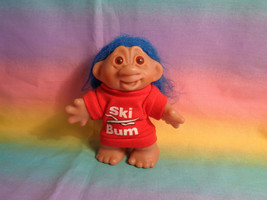 Vintage 1986 Dam Troll Doll Blue Hair Ski Bum Red Outfit - As Is - £6.19 GBP