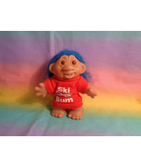 Vintage 1986 Dam Troll Doll Blue Hair Ski Bum Red Outfit - As Is - £6.24 GBP