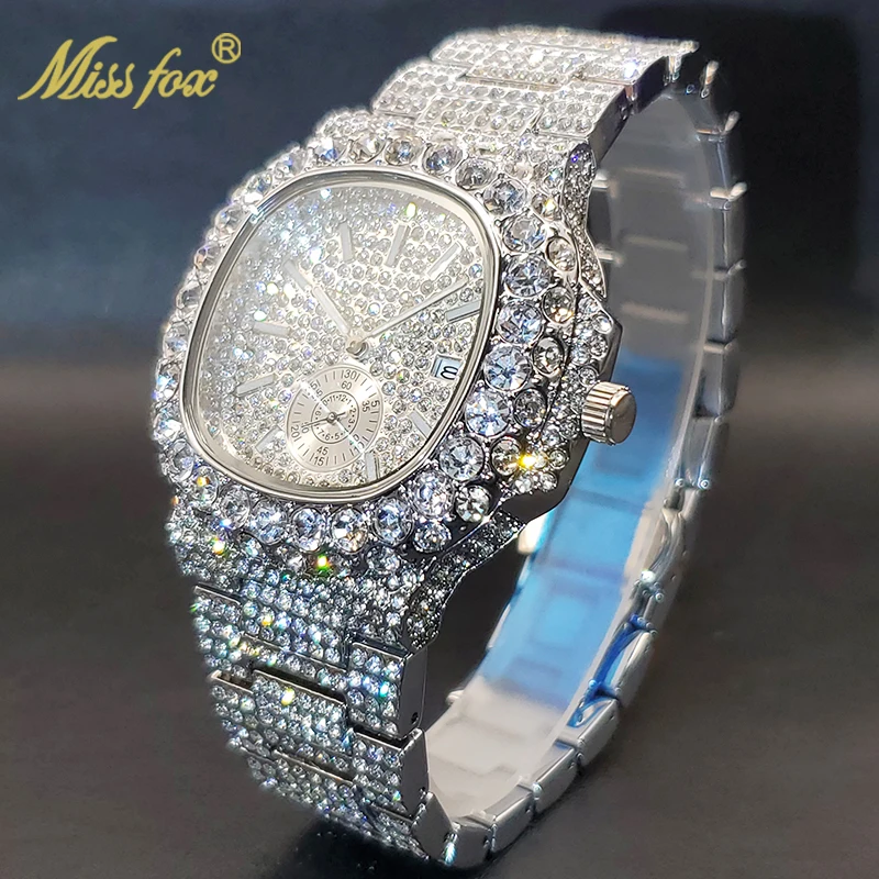 Gold Watch For Men Diamond Iced Out Hip Hop Stylish Quartz Watches For M... - $74.42