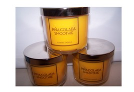 Lot of 3 Bath &amp; Body Works Pina Colada Smoothie Scented Jar Candle with ... - £21.00 GBP