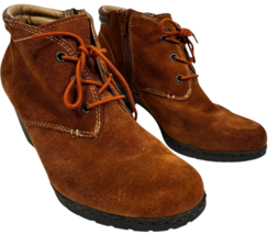 Montana artisan crafted women&#39;s rust orange suede leather ankle booties ... - $438.74 MXN