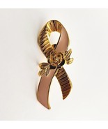 Vintage AVON Pink Enameled Breast Cancer Awareness Ribbon Rose Pin Lapel... - $27.56 CAD