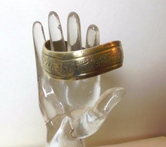 Vintage Brass Cuff Bracelet Engraved with Flowers 3&quot; Diameter - £30.69 GBP