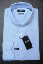 HUGO BOSS Uomo Jemerson Slim Fit Softline Media Blu a Macchie Camicia 37 14.5 - £50.91 GBP