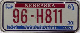 NEBRASKA 1776-1976 Bicentennial Commemorative License Plate  - £3.86 GBP