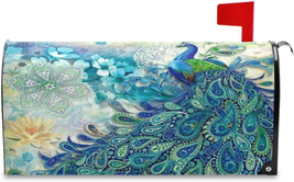 Mailbox Cover Magnetic Beautiful Peacock Mail Wraps Cover Magnetic 18 X 21 Inch - £19.11 GBP