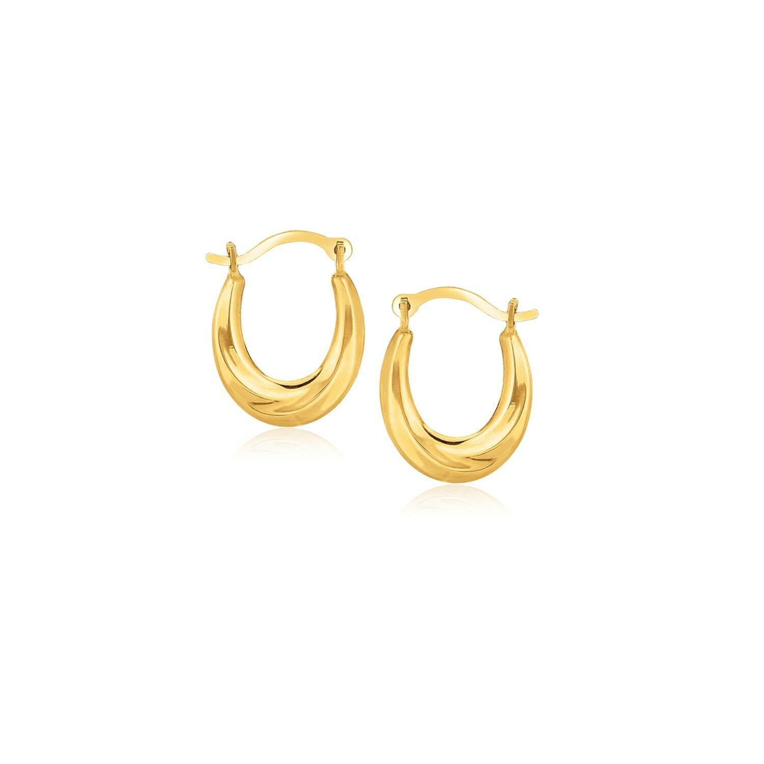 10k Yellow Gold Cute Oval Hoop Earrings Womens Elegant Wear Anywhere Jewelry - $41.90