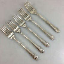 Holmes &amp; Edwards Lovely Lady Lot of 5 Salad Forks Inlaid Silverplate - $18.13