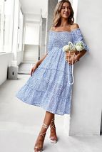 Ditsy Floral Off-Shoulder Smocked Midi Dress - $63.78