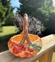 MAXCERA Ceramic Pumpkin Basket with Handle - 7.5 inch Holiday Thanksgiving New - £31.85 GBP