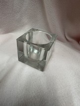 OLD VINTAGE INK WELL GLASS BOTTLE - Square SHAPE -2 1/2” Diameter 2 3/4” Tall - £22.21 GBP