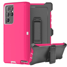 Solid Rugged Shockproof Heavy Duty Case With Clip PINK/WHITE For Samsung S23 - £6.71 GBP
