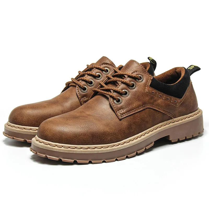 Men Leather Casual Shoes Leather Brand Men Shoes Work Safety Boots Desig... - $50.81