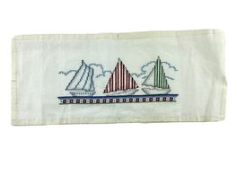 Finished Cross Stitch Sailboats Nautical Ocean Sailing 7.25H x 17.75W in... - $478.31 MXN