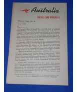 Australia Vintage Pamphlet Booklet Brochure June 1956 Metals and Minerals - $20.56 CAD