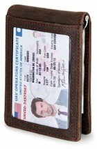 Wallet RFID Blocking Bifold Slim Front Pocket Men Full Grain Leather Texas Brown - £69.22 GBP