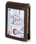Wallet RFID Blocking Bifold Slim Front Pocket Men Full Grain Leather Tex... - £69.86 GBP