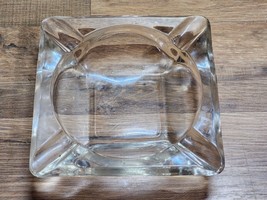 Vintage Cigar Ashtray - Mid-Century HEAVY Clear Glass Square  - Measures 6&quot; - £15.01 GBP