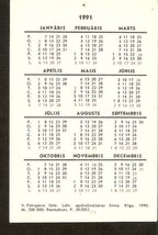 Pocket Calendar Latvia 1991 Ship Sailing vessel by Petryaeva State Insur... - $2.52