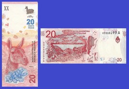 Argentina P361, 20 Pesos, Lama / Patagonia area UNC see UV &amp; w/m images 2017 - £2.30 GBP