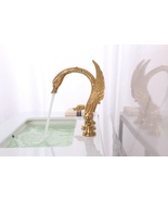Gold PVD 3 Pcs widespread bathroom huge Swan bathtub  Tub faucet tap - $559.38 CAD