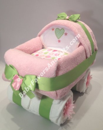 Baby Carriage Diaper for Girl in Many Colors - gift or centerpiece for baby show - $92.00