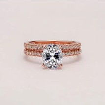 14K Rose Gold Over Bridal Engagement Ring Set 3.30 Ctw D/FL Oval Cut Moi... - $3,361.07 MXN