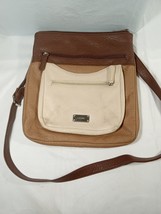 Nine West Brown Tan Faux Vegan Leather Shoulder Bag Purse Handbag Zipper... - $17.75
