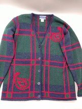 Vintage Pendleton Cardigan Sweater Women&#39;s Medium Multicolor Plaid 100% ... - £18.93 GBP