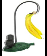 Metal Tropical Rainforest Monkey With Long Tail On Green Leaf Banana Holder - $41.33 CAD