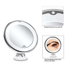 Compact LED 10x Magnifying Vanity Makeup Mirror - LED Lit Flexible Mirro... - $16.87+
