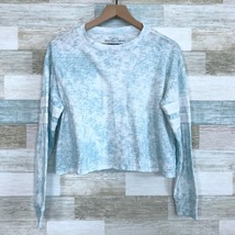 Hollister Cropped Football Top Blue White Crewneck Oversized Boxy Womens XS - $24.74