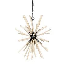 Wood And Metal Starburst Six Bulb Hanging Light - £594.99 GBP