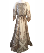 VTG 1970s Dalani II Boho Printed Maxi Dress Tie Waist Sz 8 See Measurements - $117.83 CAD