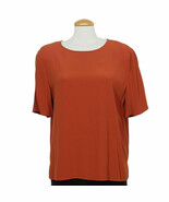 EILEEN FISHER Paprika Orange Tencel Viscose Crepe Top XXS - £79.00 GBP