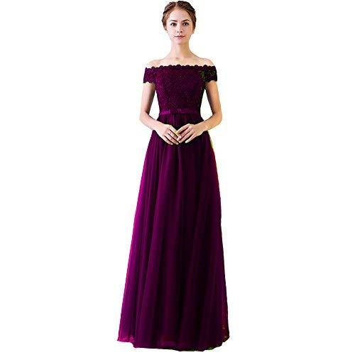 Beaded Lace Off The Shoulder Prom Dress Formal Evening Gown Dark Plum US 10